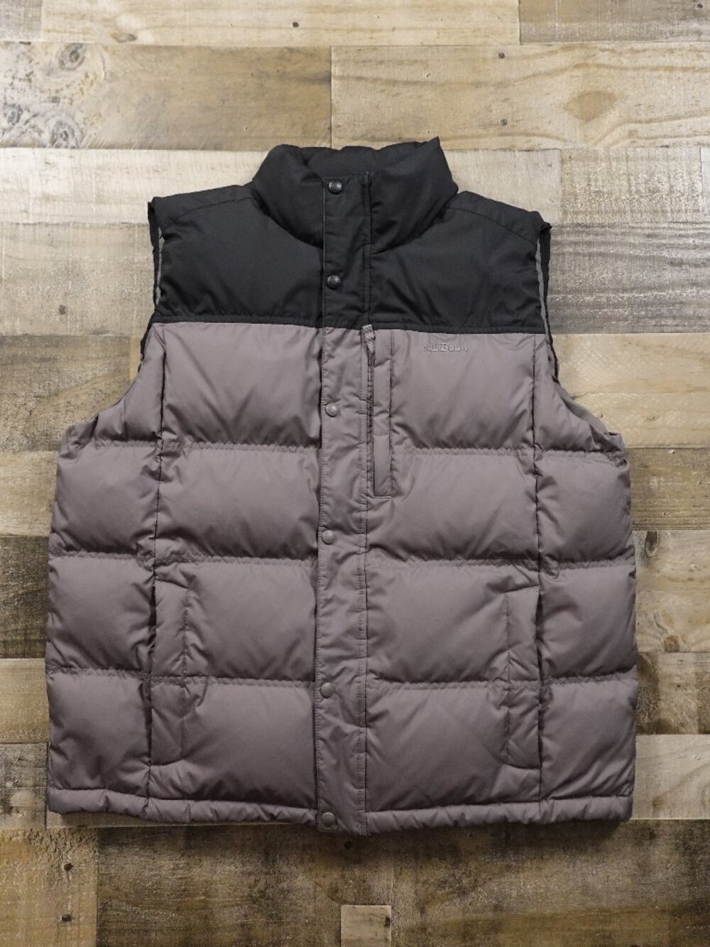 L.L.Bean Down Vest Men’s XL Tall Gray Black DownTek Pertex Outdoor Puffer